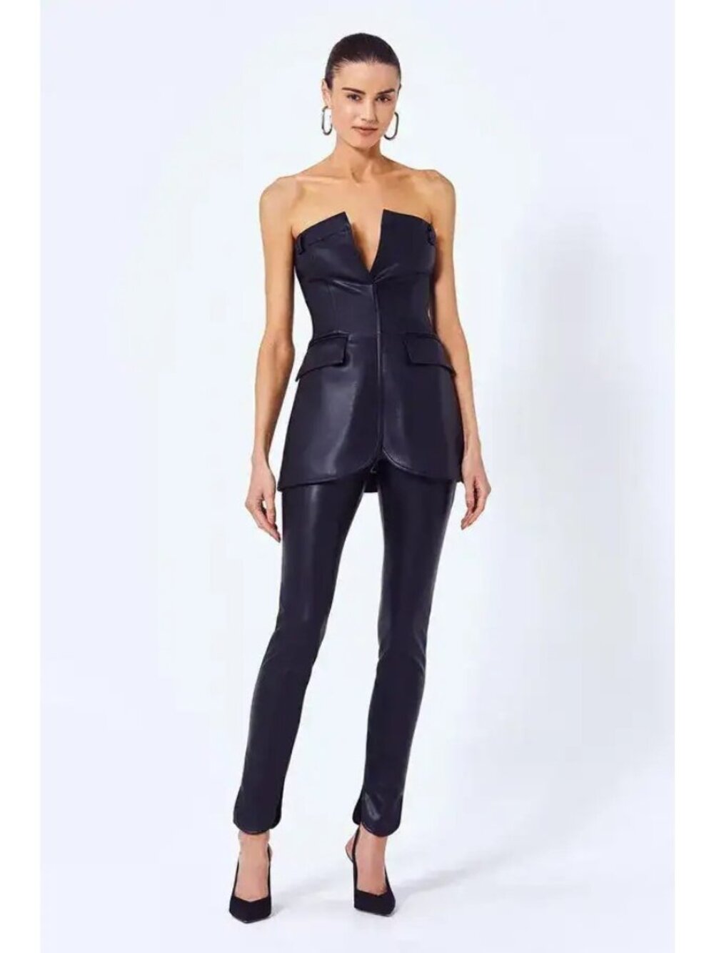 Alexis Size L Vincenzo Pant High Waisted Soft Vegan Leather Slim Fit Black Moto